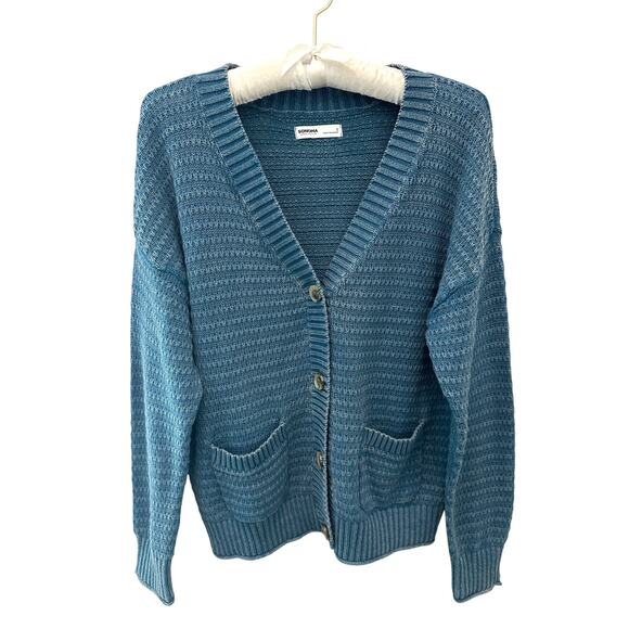SONOMA | Blue Textured Knit Button Front Cardigan Sweater | Small - Picture 1 of 8
